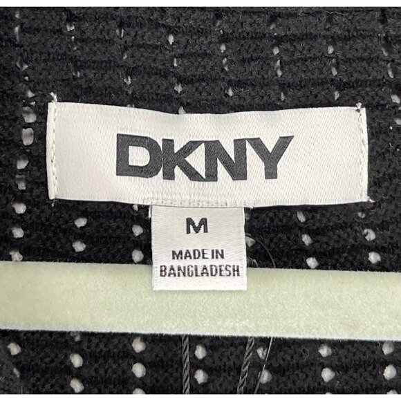 DKNY Mens  Size M Black Short-Sleeve Open-Knit Button-Up Shirt - Picture 10 of 11